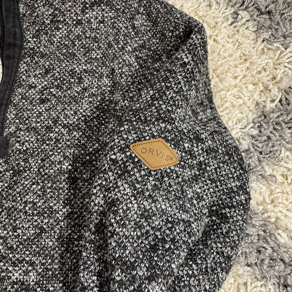 Orvis Men’s L Sherpa Lined 1/4 Zip Pull Over Sweater - Picture 2 of 6